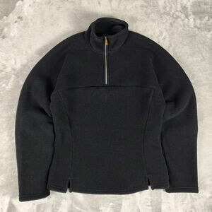VTG Patagonia Synchilla black slim fleece 1/4 zip sweater made in USA womens S
